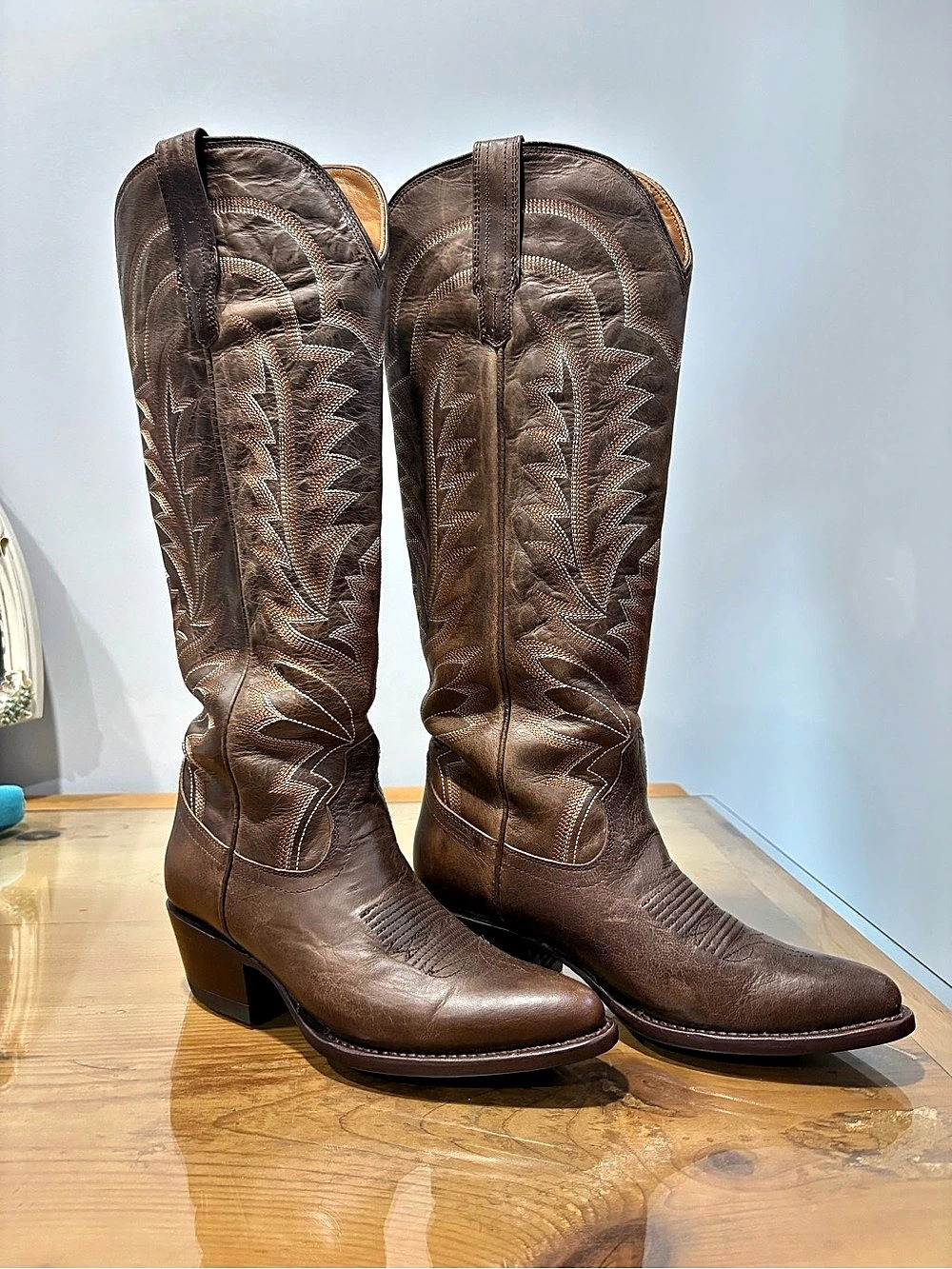 Tecovas The Abby Mocha Brown Women's Western Heeled Boots Brown US 6.5 B